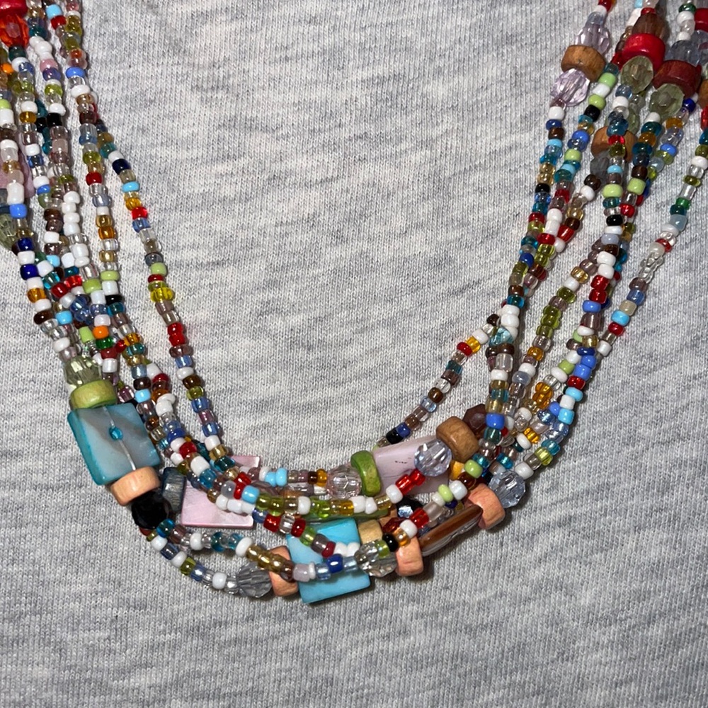 NWOT Warm-Toned Beaded Multi-Strand/Multi-Colored Necklace.  18” long